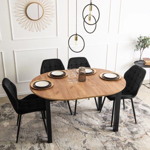 Krzesło Tapicerowane do Jadalni LUCKY Czarne Welurowe Nowoczesne Loft