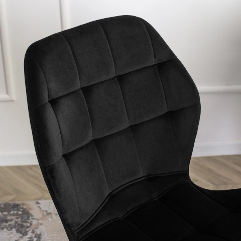 Krzesło Tapicerowane do Jadalni LUCKY Czarne Welurowe Nowoczesne Loft