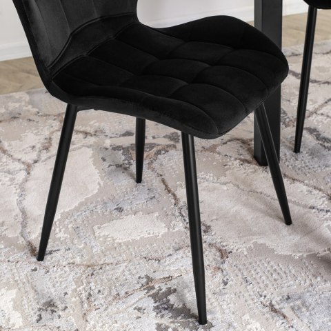 Krzesło Tapicerowane do Jadalni LUCKY Czarne Welurowe Nowoczesne Loft