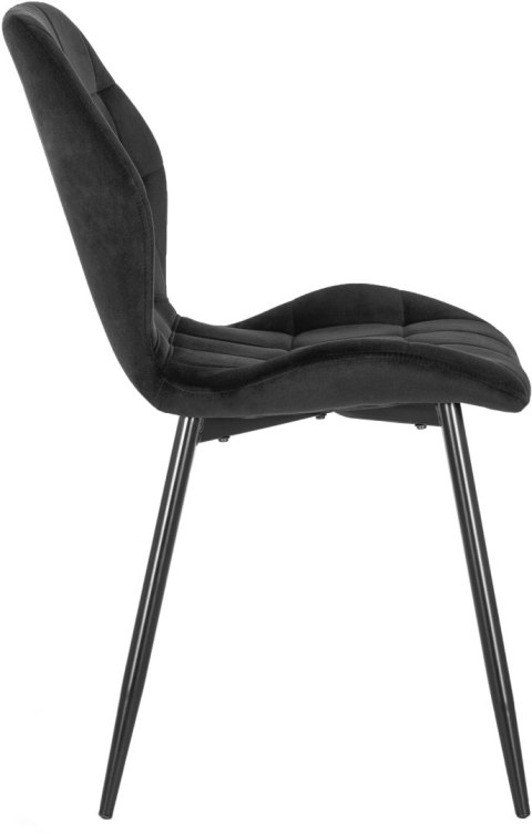 Krzesło Tapicerowane do Jadalni LUCKY Czarne Welurowe Nowoczesne Loft