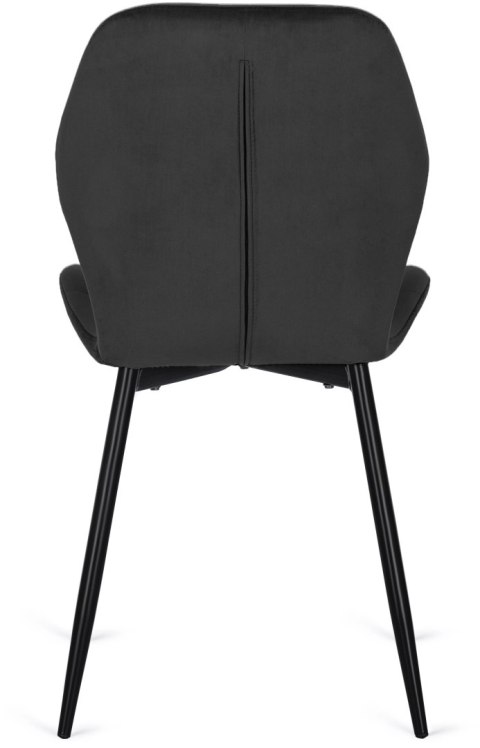 Krzesło Tapicerowane do Jadalni LUCKY Czarne Welurowe Nowoczesne Loft