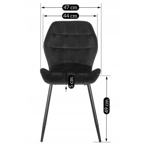 Krzesło Tapicerowane do Jadalni LUCKY Czarne Welurowe Nowoczesne Loft