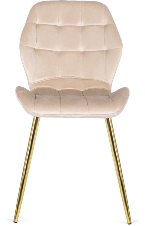 Krzesło Tapicerowane do Jadalni LUCKY Kremowe Welurowe Nowoczesne Glamour