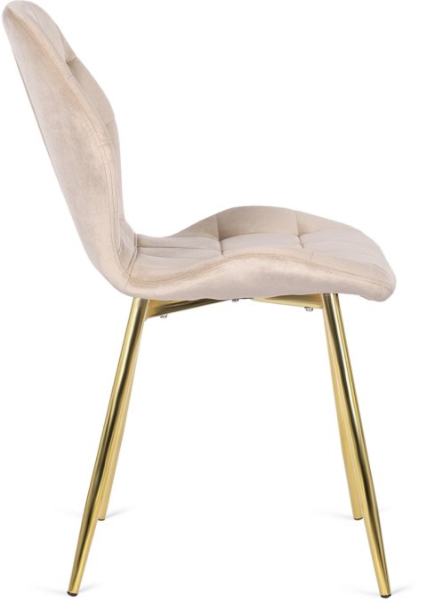 Krzesło Tapicerowane do Jadalni LUCKY Kremowe Welurowe Nowoczesne Glamour