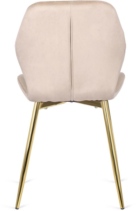 Krzesło Tapicerowane do Jadalni LUCKY Kremowe Welurowe Nowoczesne Glamour