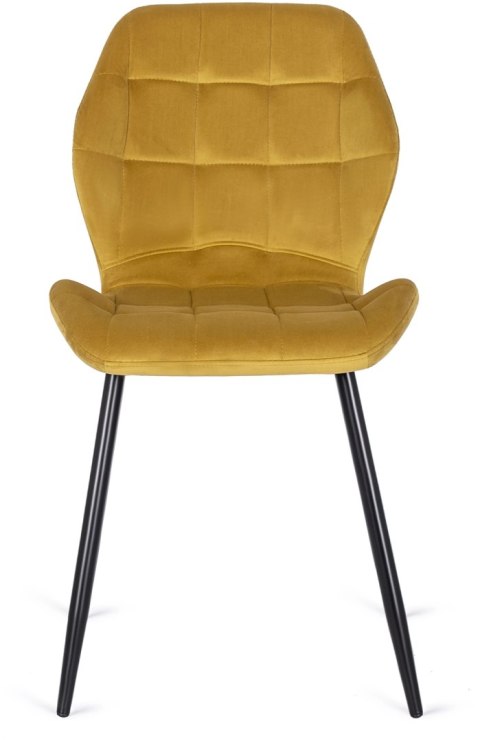 Krzesło Tapicerowane do Jadalni LUCKY Musztardowe Welurowe Nowoczesne Loft