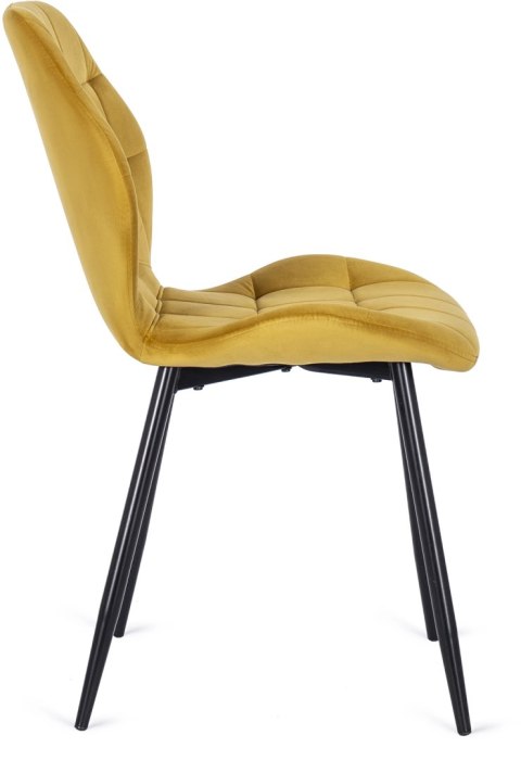 Krzesło Tapicerowane do Jadalni LUCKY Musztardowe Welurowe Nowoczesne Loft