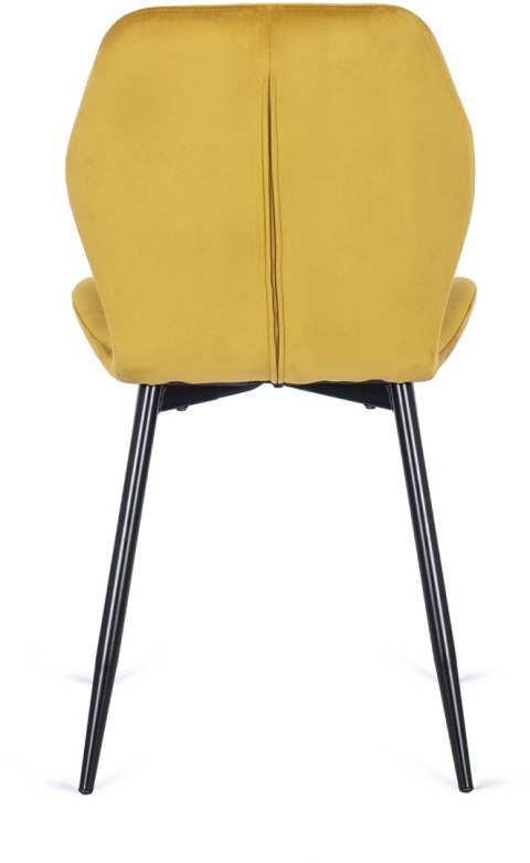 Krzesło Tapicerowane do Jadalni LUCKY Musztardowe Welurowe Nowoczesne Loft