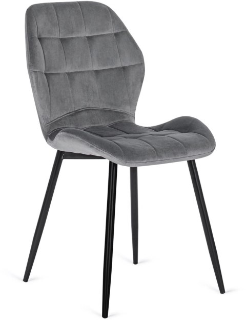 Krzesło Tapicerowane do Jadalni LUCKY Szare Welurowe Nowoczesne Loft