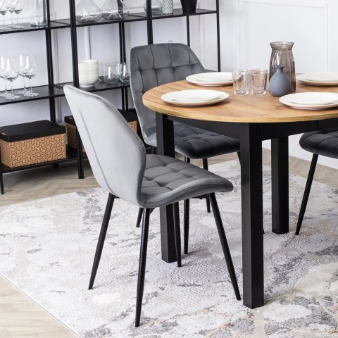 Krzesło Tapicerowane do Jadalni LUCKY Szare Welurowe Nowoczesne Loft