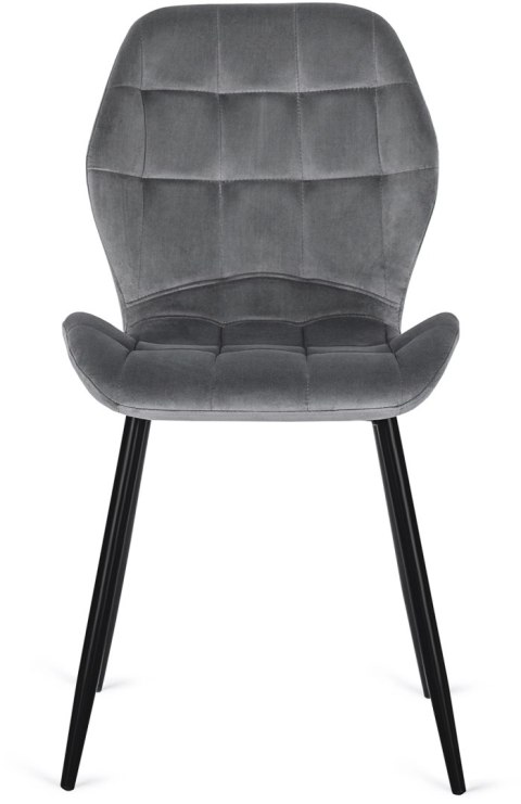 Krzesło Tapicerowane do Jadalni LUCKY Szare Welurowe Nowoczesne Loft