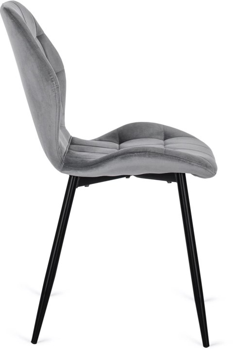 Krzesło Tapicerowane do Jadalni LUCKY Szare Welurowe Nowoczesne Loft