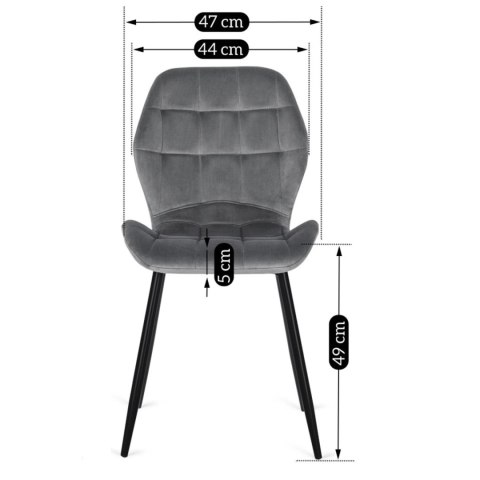 Krzesło Tapicerowane do Jadalni LUCKY Szare Welurowe Nowoczesne Loft