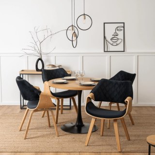 Krzesło LUISE Welurowe Czarne Sklejka Gięta