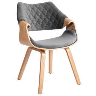 Krzesło LUISE Welurowe Szare Sklejka Gięta