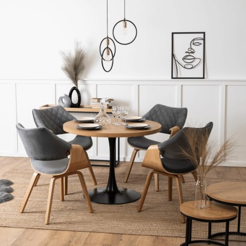 Krzesło Tapicerowane z Drewna Giętego do Salonu LUISE Szare Welurowe Nowoczesne Loft