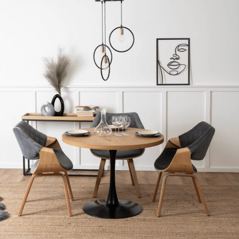 Krzesło Tapicerowane z Drewna Giętego do Salonu LUISE Szare Welurowe Nowoczesne Loft