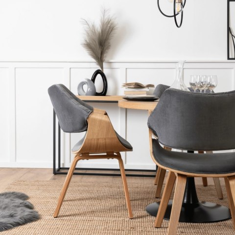 Krzesło Tapicerowane z Drewna Giętego do Salonu LUISE Szare Welurowe Nowoczesne Loft