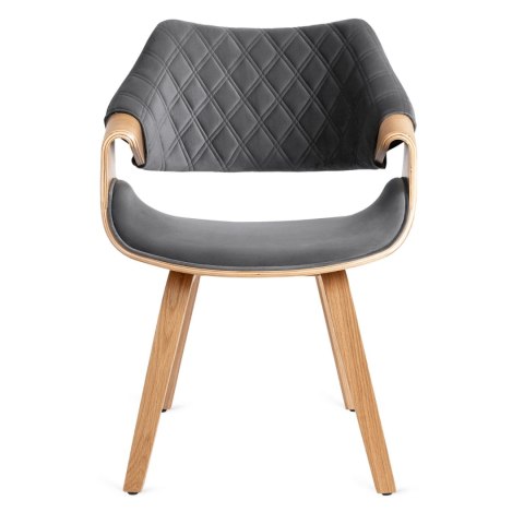 Krzesło Tapicerowane z Drewna Giętego do Salonu LUISE Szare Welurowe Nowoczesne Loft