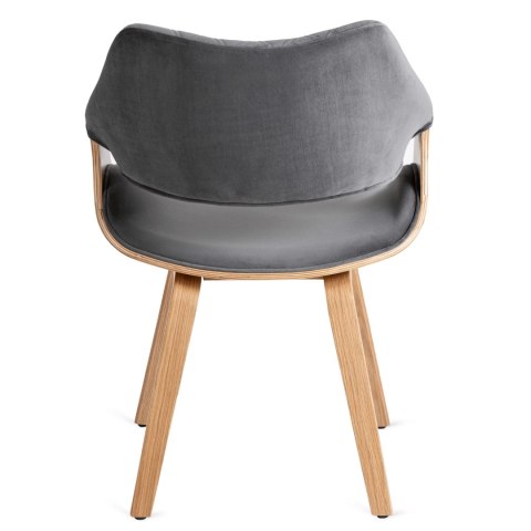 Krzesło Tapicerowane z Drewna Giętego do Salonu LUISE Szare Welurowe Nowoczesne Loft