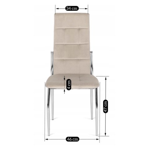 Krzesło MOLLY Beżowe Welurowe