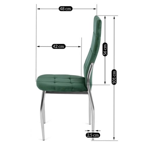 Krzesło Tapicerowane do Jadalni MOLLY Zielone Welurowe Nowoczesne