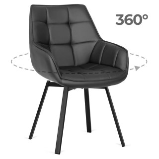 Krzesło Obrotowe LUNA Czarne Ekoskóra