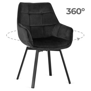 Krzesło Obrotowe LUNA Czarne Welurowe