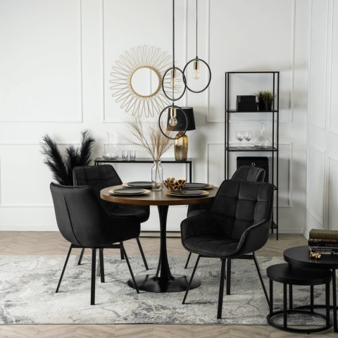 Krzesło Obrotowe LUNA Czarne Welurowe