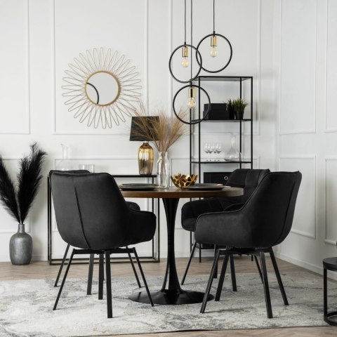 Krzesło Obrotowe LUNA Czarne Welurowe