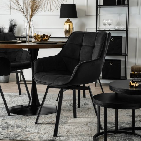 Krzesło Obrotowe LUNA Czarne Welurowe