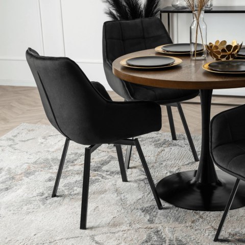 Krzesło Obrotowe LUNA Czarne Welurowe