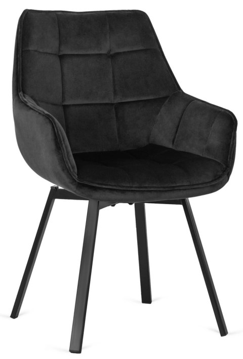 Krzesło Obrotowe LUNA Czarne Welurowe