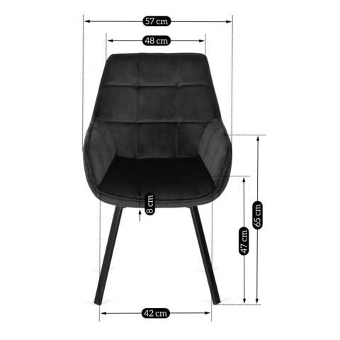 Krzesło Obrotowe LUNA Czarne Welurowe