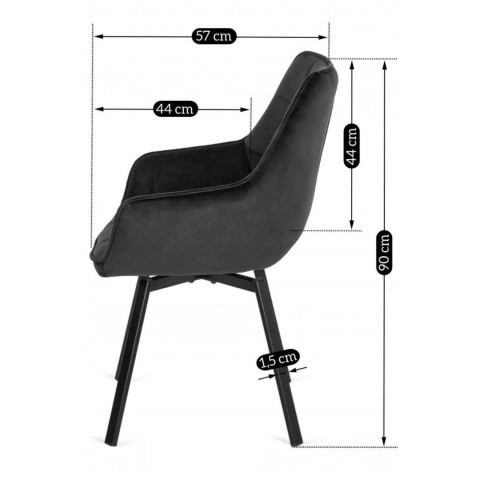 Krzesło Obrotowe LUNA Czarne Welurowe