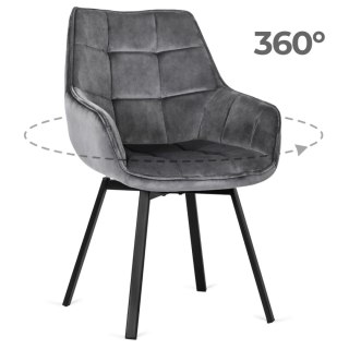 Krzesło Obrotowe LUNA Szare Welurowe