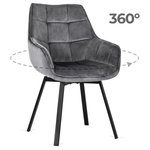 Krzesło Obrotowe LUNA Szare Welurowe
