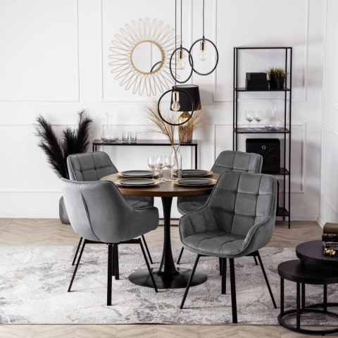 Krzesło Obrotowe LUNA Szare Welurowe