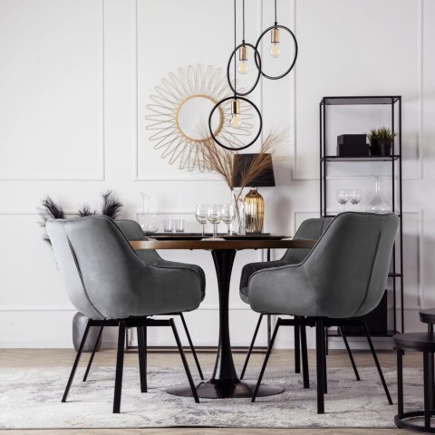 Krzesło Obrotowe LUNA Szare Welurowe