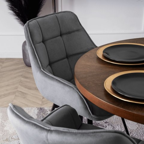 Krzesło Obrotowe LUNA Szare Welurowe