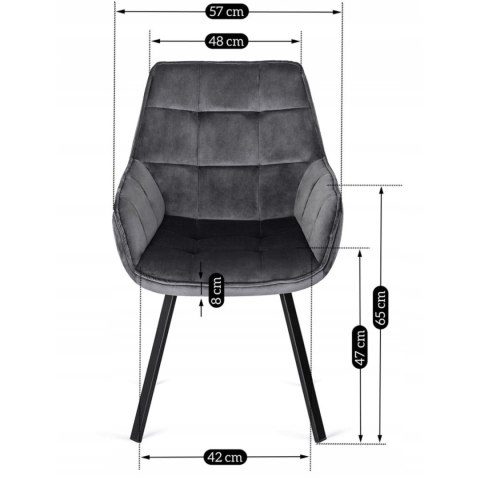 Krzesło Obrotowe LUNA Szare Welurowe