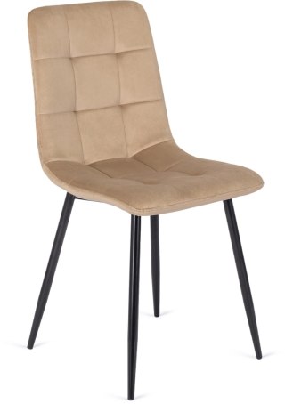 Krzesło Tapicerowane do Jadalni PERU Beżowe Welurowe Nowoczesne Loft
