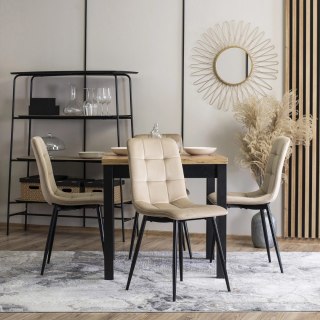 Krzesło Tapicerowane do Jadalni PERU Beżowe Welurowe Nowoczesne Loft