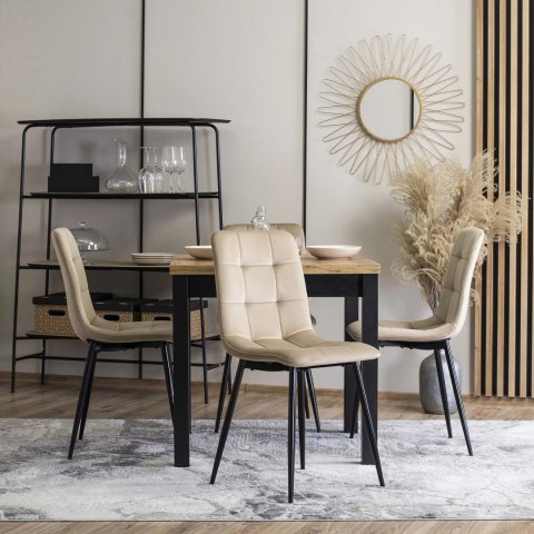 Krzesło Tapicerowane do Jadalni PERU Beżowe Welurowe Nowoczesne Loft
