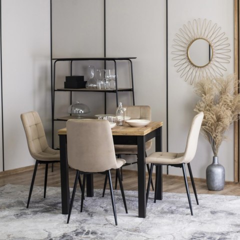 Krzesło Tapicerowane do Jadalni PERU Beżowe Welurowe Nowoczesne Loft