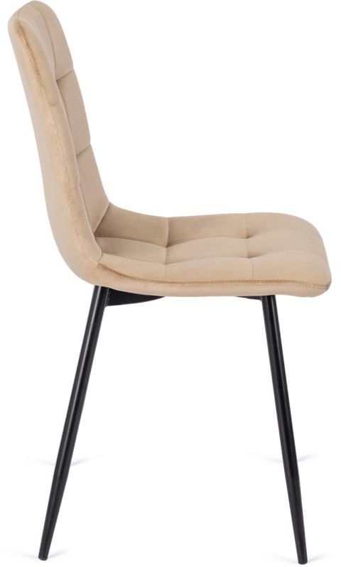 Krzesło Tapicerowane do Jadalni PERU Beżowe Welurowe Nowoczesne Loft