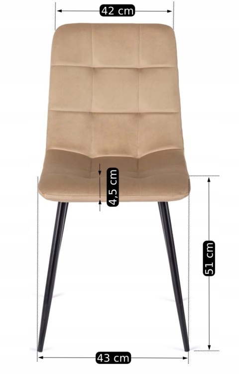 Krzesło Tapicerowane do Jadalni PERU Beżowe Welurowe Nowoczesne Loft