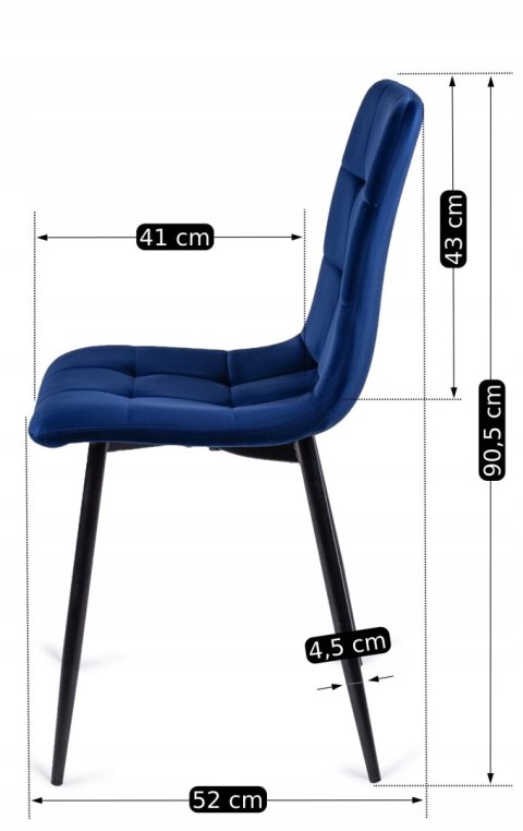 Krzesło PERU Granatowe Welurowe