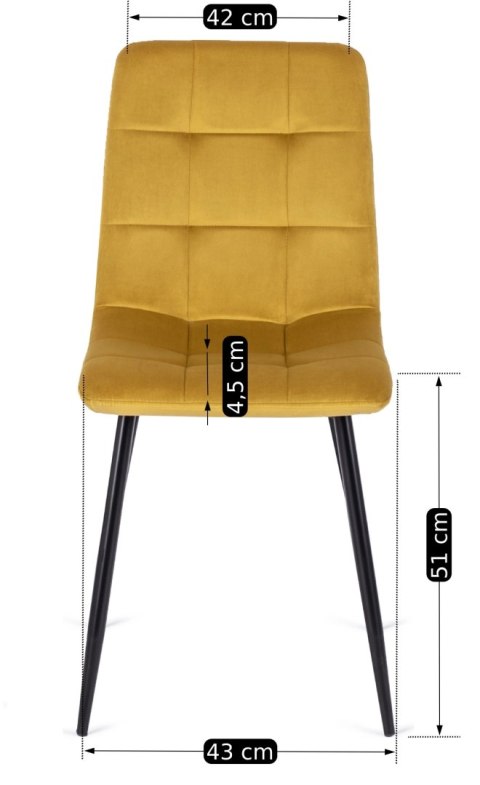 Krzesło PERU Musztardowe Welurowe