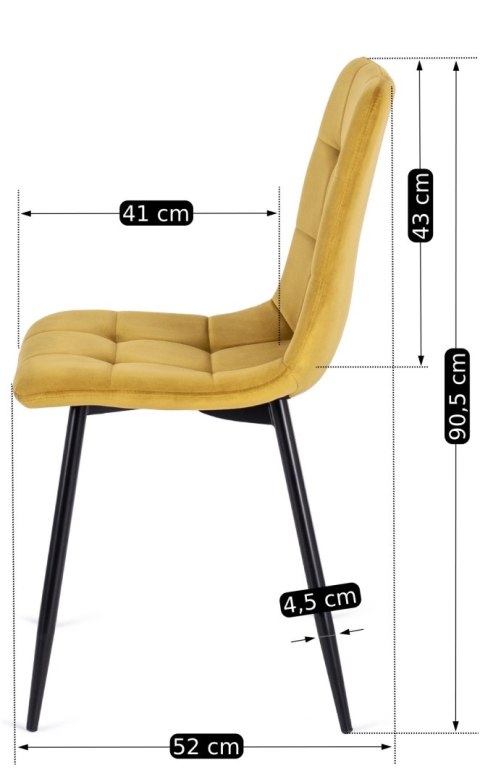 Krzesło PERU Musztardowe Welurowe